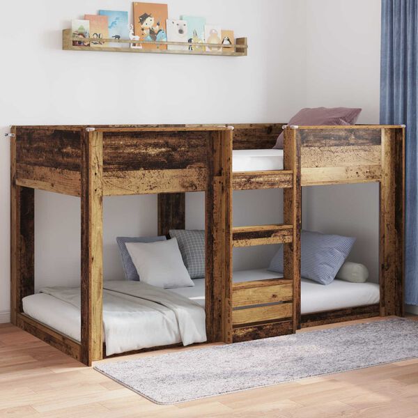 vidaXL Floor Bed Frame Old Wood 90 x 200 cm Engineered Wood