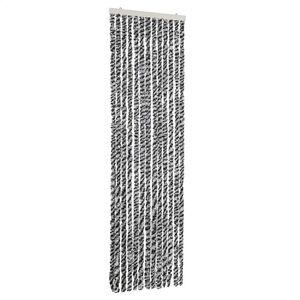 vidaXL Fly Curtain Grey and Black and White 56x200 cm Chenille
