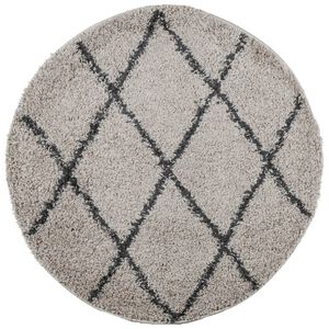 vidaXL Shaggy Rug PAMPLONA High Pile Modern Beige and Anthracite &Oslash; 80 cm