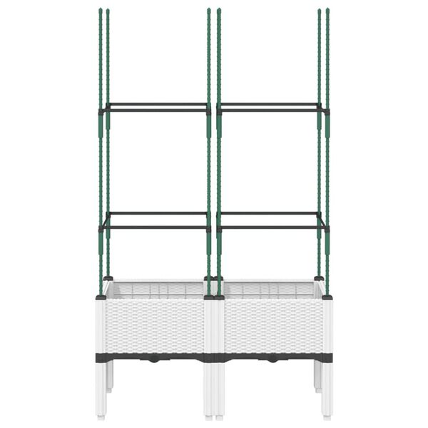 vidaXL Garden Planter with Trellis White 80x40x142.5 cm PP