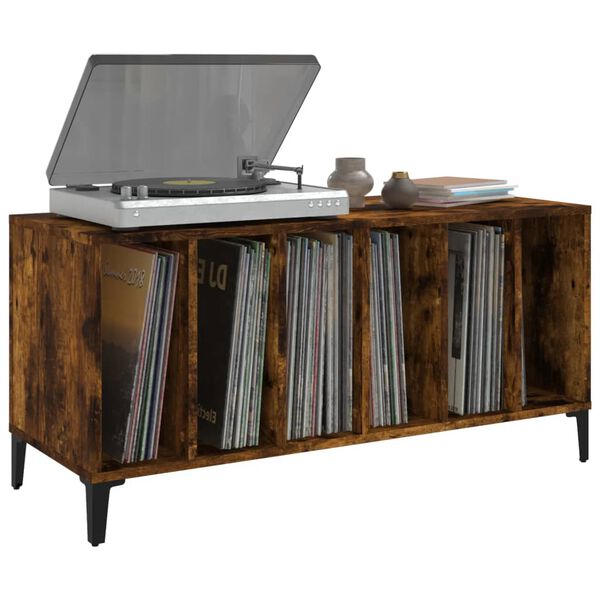 vidaXL Record Cabinet Smoked Oak 100x38x48 cm Engineered Wood