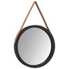 vidaXL Wall Mirror with Strap Black &Oslash; 35 cm