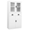 vidaXL Office Cabinet White 90x40x180 cm Steel and Tempered Glass