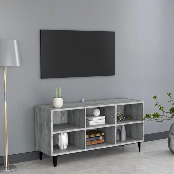 vidaXL TV Cabinet with Metal Legs Grey Sonoma 103.5x30x50 cm
