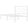 vidaXL Metal Bed Frame without Mattress with Headboard White 75x190cm