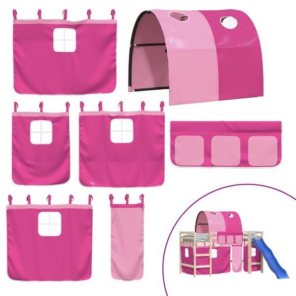 vidaXL Curtains for Loft Bed with Tunnel Pink Polyester