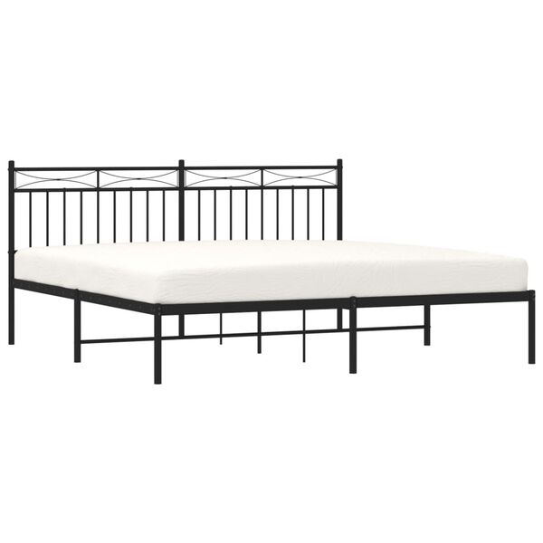 vidaXL Metal Bed Frame without Mattress with Headboard Black 180x200cm