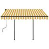 vidaXL Manual Retractable Awning with Posts 3x2.5 m Yellow and White