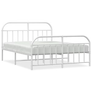 vidaXL Metal Bed Frame without Mattress with Footboard White 183x213cm