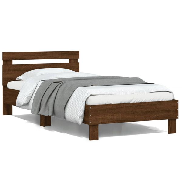 vidaXL Bed Frame without Mattress with Headboard Brown Oak 100x200 cm