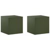 vidaXL Plant Stand 2 pcs Olive Green 40 x 40 x 40 cm Steel