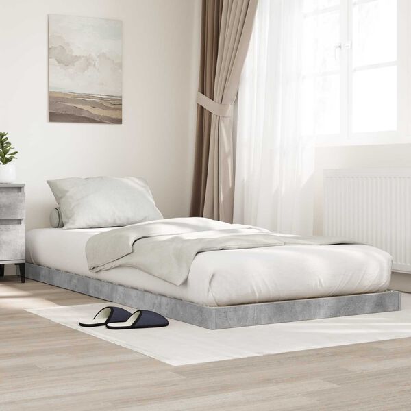 vidaXL Floor Bed Frame Concrete Grey 75 x 190 cm Engineered Wood