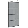 vidaXL Walk-in Shower Wall Black 100 x 195 cm Tempered Glass