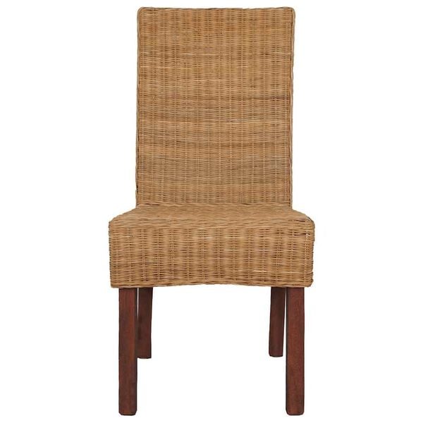 vidaXL Dining Chairs 2 pcs Brown Natural Rattan