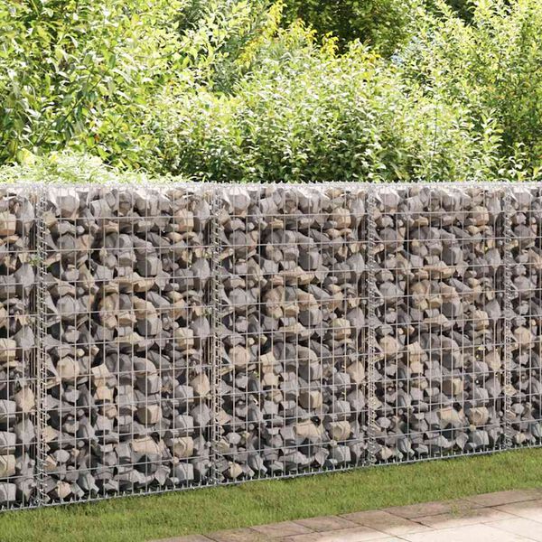 vidaXL Gabion Wall with Covers Galvanised Steel 80x20x100 cm