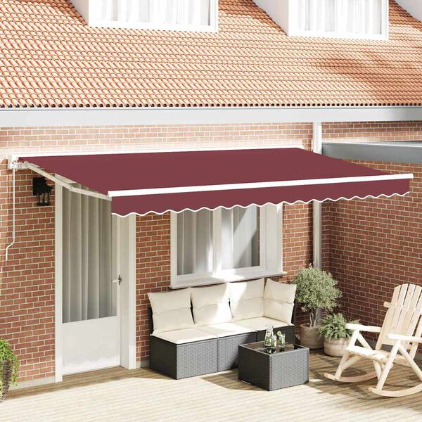 vidaXL Retractable Awning Burgundy 350 x 200 cm Polyester and Metal