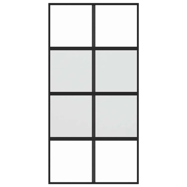 vidaXL Sliding Door Black 102.5x205 cm Tempered Glass and Aluminium