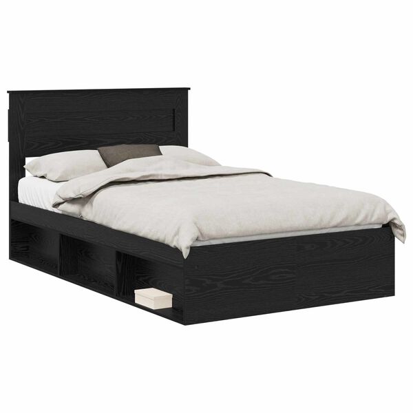 vidaXL Bed Frame with Headboard Black 120 x 200 cm Solid Pine Wood