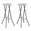 vidaXL Folding Bar Stools 2 pcs HDPE and Steel White