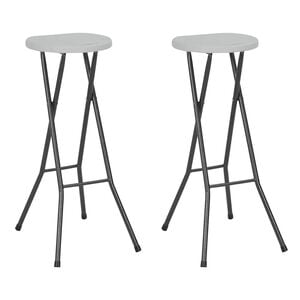 vidaXL Folding Bar Stools 2 pcs HDPE and Steel White