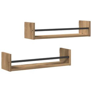 vidaXL Wall Shelf 2 pcs Artisan Oak 60 x 16 x 14 cm