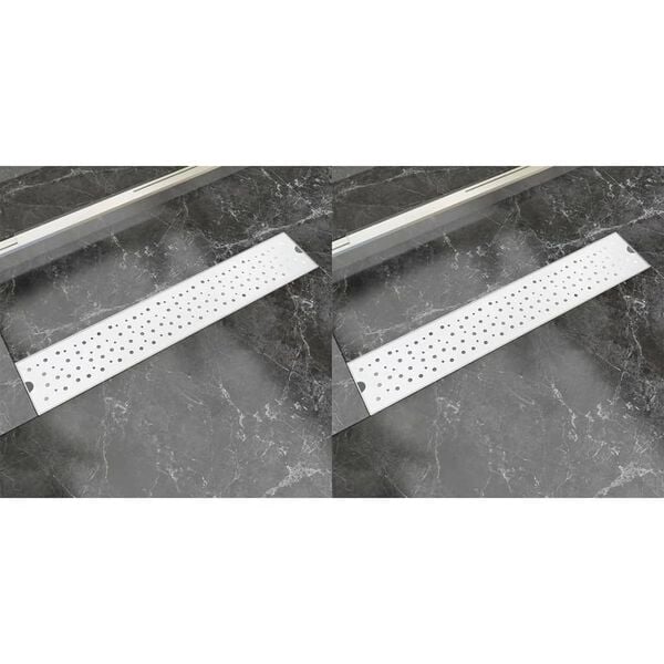 vidaXL Linear Shower Drain 2 pcs Bubble 630x140 mm Stainless Steel