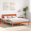 vidaXL Bed Frame with Headboard Wax Brown 160 x 200 cm Solid Pine Wood