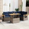 vidaXL 6 Piece Garden Sofa Set with Cushions Grey Poly Rattan Acacia