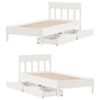 vidaXL Bed Frame without Mattress White 75x190 cm Small Single Solid Wood Pine