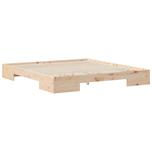 vidaXL Floor Bed Frame with Storage Brown 200 x 200 cm Solid pine wood