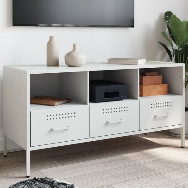 vidaXL TV Cabinet White 100.5x39x50.5 cm Steel
