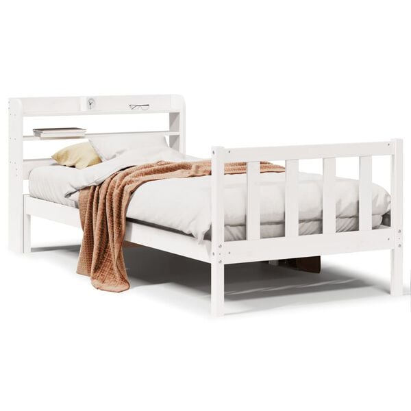 vidaXL Bed Frame without Mattress White 100x200 cm Solid Wood Pine