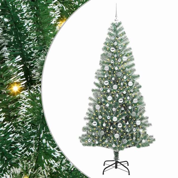 vidaXL Artificial Christmas Tree Snow Flocked with LED Light 210 cm