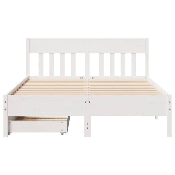 vidaXL Bed Frame without Mattress White 150x200 cm King Size Solid Wood Pine