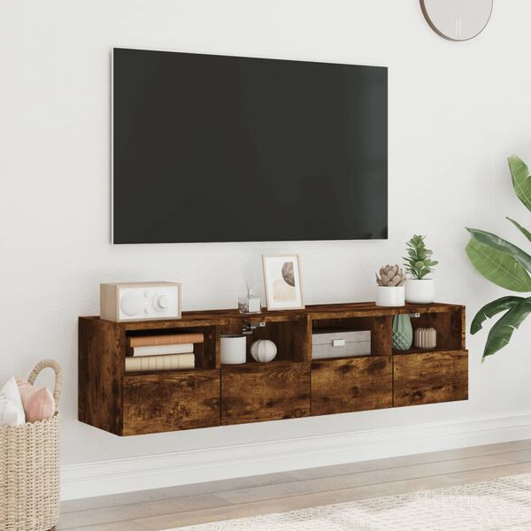 vidaXL TV Wall Cabinets 2 pcs Smoked Oak 60x30x30 cm Engineered Wood