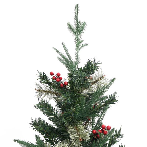 vidaXL Christmas Tree with Pine Cones Green 225 cm PVC&PE