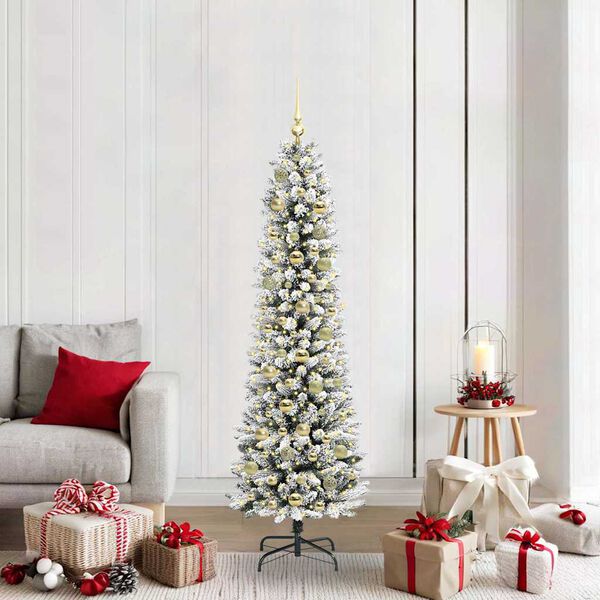 vidaXL Artificial Christmas Tree with 300 LEDs with Stand White 180 cm