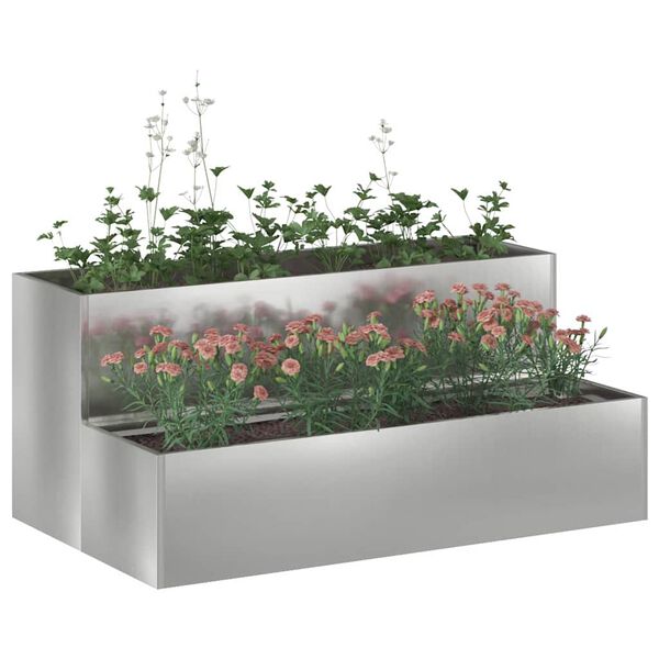 vidaXL Garden Planter Silver 100 x 60 x 45 cm Galvanised Steel