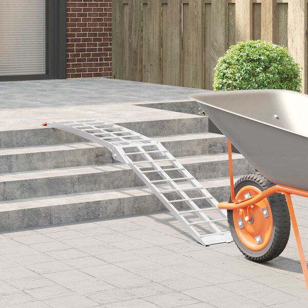 vidaXL Motorcycle Ramp Folding Silver 180 x 28 x 5 cm Aluminium