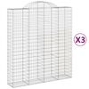 vidaXL Arched Gabion Baskets 3 pcs 200x50x220/240 cm Galvanised Iron