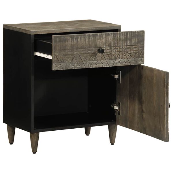 vidaXL Bedside Cabinet Light Grey 50x33x60 cm Solid Wood Mango