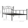 vidaXL Bed Frame without Mattress Black Metal 100x200 cm