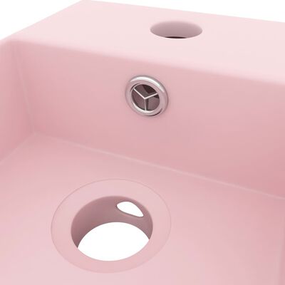 vidaXL Bathroom Sink with Overflow Ceramic Matt Pink