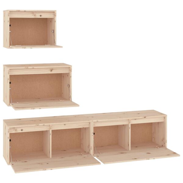vidaXL TV Cabinets 4 pcs Solid Wood Pine