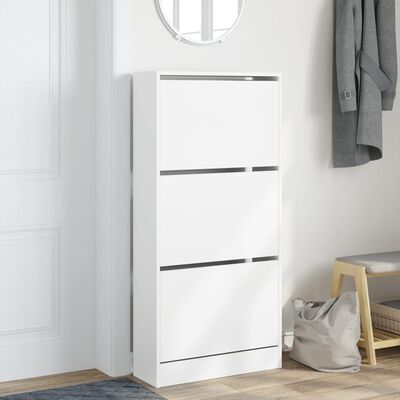 vidaXL Shoe Cabinet White 60x21x125.5 cm Engineered Wood