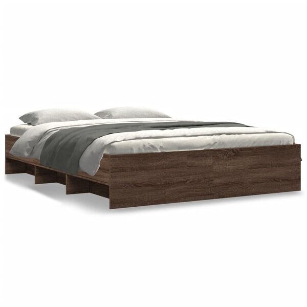 vidaXL Bed Frame without Mattress Brown Oak 150x200 cm King Size Engineered Wood