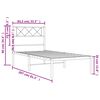 vidaXL Metal Bed Frame without Mattress with Headboard White 80x200cm
