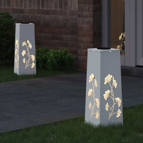 vidaXL Solar LED Pathway Light 2 pcs White Cold Rolled Steel