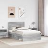 vidaXL Bed Frame Grey Sonoma 135 x 190 cm Solid Pine Wood