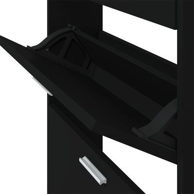 vidaXL Shoe Cabinet Black 59x17x108 cm Engineered Wood
